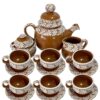 Juego Para Cafe 15 Piezas Fondo Terracota Con Blanco Mik